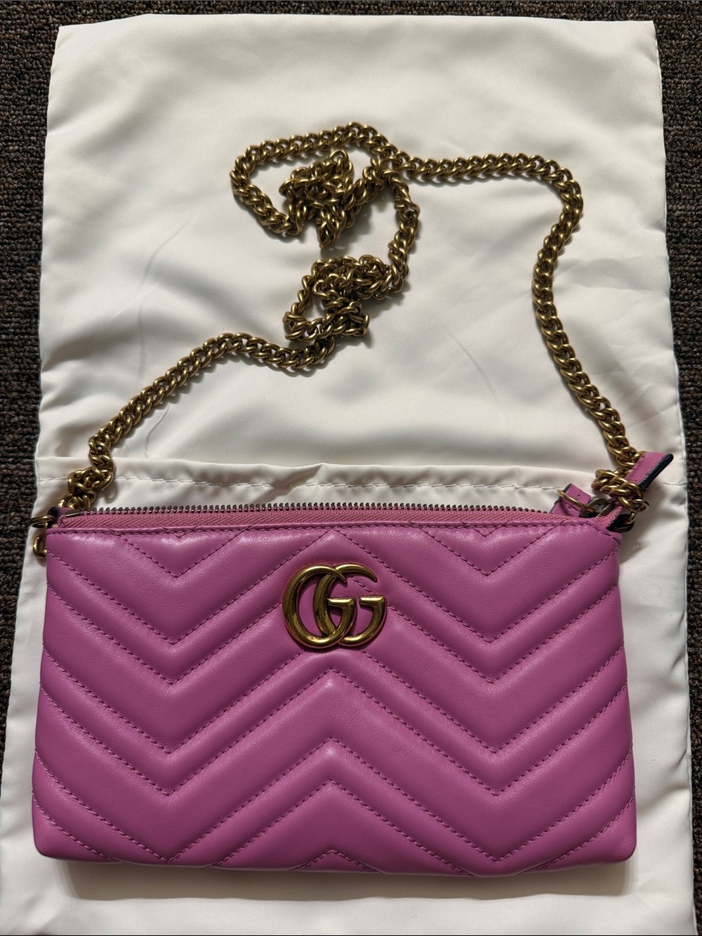 Gucci Pink Quilted GG Chain Crossbody Bag